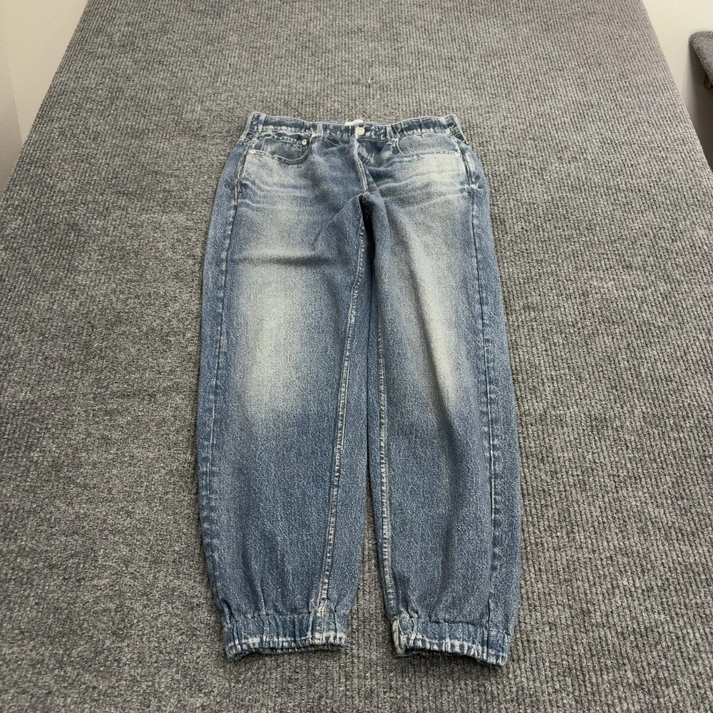 rag & bone Miramar Jogger Pants Womens L Blue Cotton Denim Print Elastic Cuff